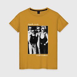 Футболка хлопковая женская Depeche Mode World Violation Tour - Band Design, цвет: горчичный