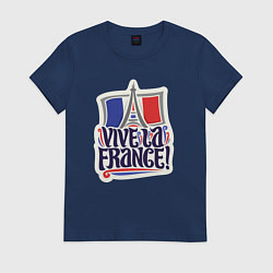 Футболка хлопковая женская Vive la France, цвет: тёмно-синий