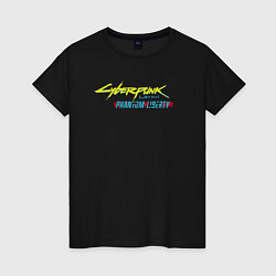 Футболка хлопковая женская Cyberpunk 2077 phantom liberty logo v1, цвет: черный