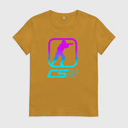 Футболка хлопковая женская КС 2 неоновый, цвет: горчичный