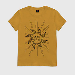 Футболка хлопковая женская Baroque Sun, цвет: горчичный
