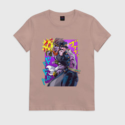 Футболка хлопковая женская Джотаро - Jojo, цвет: пыльно-розовый