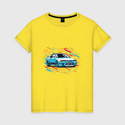 Футболка хлопковая женская Nissan Skyline R32 GTR, цвет: желтый