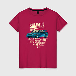 Футболка хлопковая женская Mercedes-Benz 190E Summer, цвет: маджента