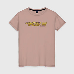 Футболка хлопковая женская Counter strike 2 gold logo, цвет: пыльно-розовый