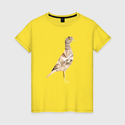 Футболка хлопковая женская Авдотка птица в стиле Low Poly, цвет: желтый