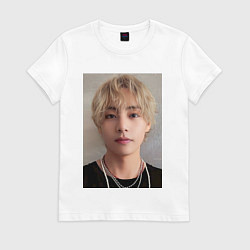Футболка хлопковая женская Kim Tae Hyung, цвет: белый