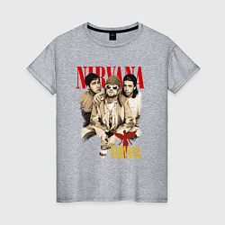 Футболка хлопковая женская Nirvana rock band, цвет: меланж