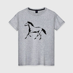 Футболка хлопковая женская Лошадь сбоку, цвет: меланж