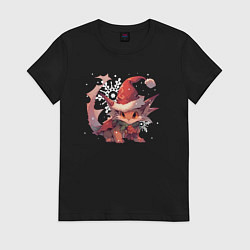 Футболка хлопковая женская 2024 Happy Dragon year, цвет: черный