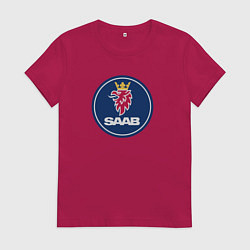 Футболка хлопковая женская Saab sport auto, цвет: маджента