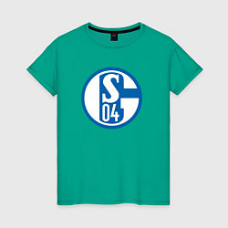 Футболка хлопковая женская Schalke 04 fc club, цвет: зеленый