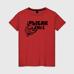Футболка хлопковая женская Рыбак 1, цвет: красный
