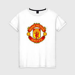 Футболка хлопковая женская Манчестер Юнайтед фк спорт, цвет: белый