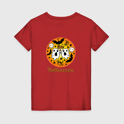 Женская футболка Хэллоуин шарики и приведение / Красный – фото 2