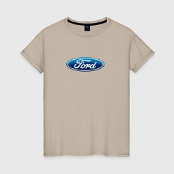 Футболка хлопковая женская Ford usa auto brend, цвет: миндальный