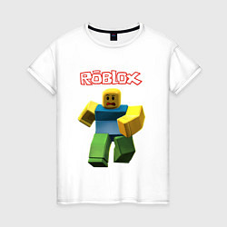 Футболка хлопковая женская Roblox бегущий персонаж, цвет: белый