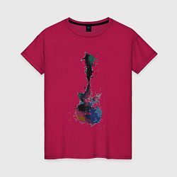 Футболка хлопковая женская Guitar splash, цвет: маджента