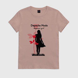 Футболка хлопковая женская Depeche Mode - Happiest Girl Collage, цвет: пыльно-розовый