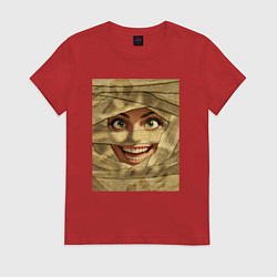 Футболка хлопковая женская Мумия светлая, цвет: красный