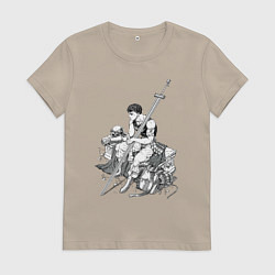 Футболка хлопковая женская Берсерк манга и аниме, цвет: миндальный