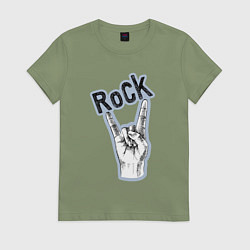 Футболка хлопковая женская Рок стиль, цвет: авокадо