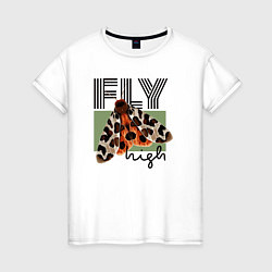 Футболка хлопковая женская Fly high moth, цвет: белый