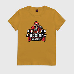 Футболка хлопковая женская Академия бокса, цвет: горчичный