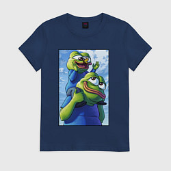 Футболка хлопковая женская Pepe dad, цвет: тёмно-синий