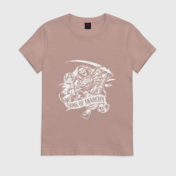 Футболка хлопковая женская Логотип - сыны анархии, цвет: пыльно-розовый