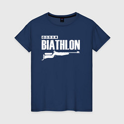 Футболка хлопковая женская Biathlon - снайпер, цвет: тёмно-синий