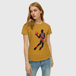 Футболка хлопковая женская Retro Jordan, цвет: горчичный — фото 2