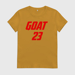 Футболка хлопковая женская Goat 23, цвет: горчичный