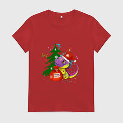 Женская футболка Новогодний дракон желает счастья