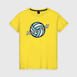 Футболка хлопковая женская Azure volleyball, цвет: желтый