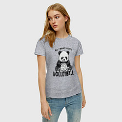 Футболка хлопковая женская Panda volleyball, цвет: меланж — фото 2