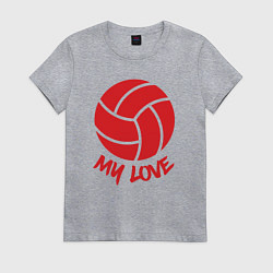 Футболка хлопковая женская Volleyball my love, цвет: меланж