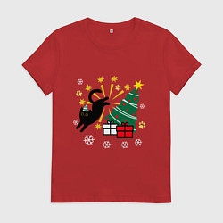 Женская футболка Кот и елка