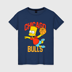 Футболка хлопковая женская Чикаго Буллз Барт Симпсон, цвет: тёмно-синий