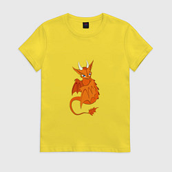 Футболка хлопковая женская Оранжевый дракон, цвет: желтый