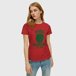 Футболка хлопковая женская Milwaukee basketball 1968, цвет: красный — фото 2