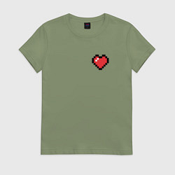 Футболка хлопковая женская Пиксельное сердечко, цвет: авокадо