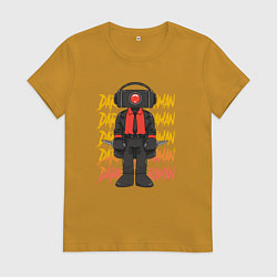 Футболка хлопковая женская Чёрный КамераМен, цвет: горчичный