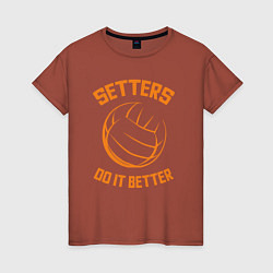 Футболка хлопковая женская Setters do it better, цвет: кирпичный