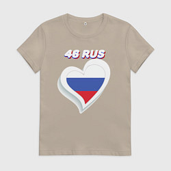 Футболка хлопковая женская 46 регион Курская область, цвет: миндальный