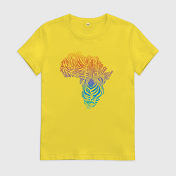 Футболка хлопковая женская Разноцветная зебра, цвет: желтый