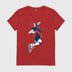 Футболка хлопковая женская Хината Шое - Волейбол, цвет: красный