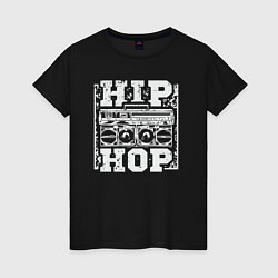 Футболка хлопковая женская Hip hop life, цвет: черный