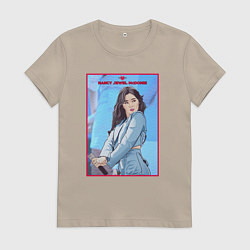 Футболка хлопковая женская Nancy Момаленд, цвет: миндальный