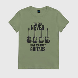 Футболка хлопковая женская Гитар не может быть очень много, цвет: авокадо